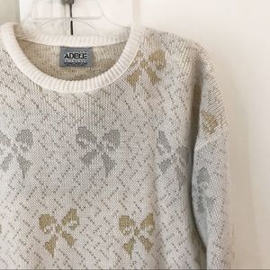 Vintage 80’s Metallic Bow Chunky Knit Sweater